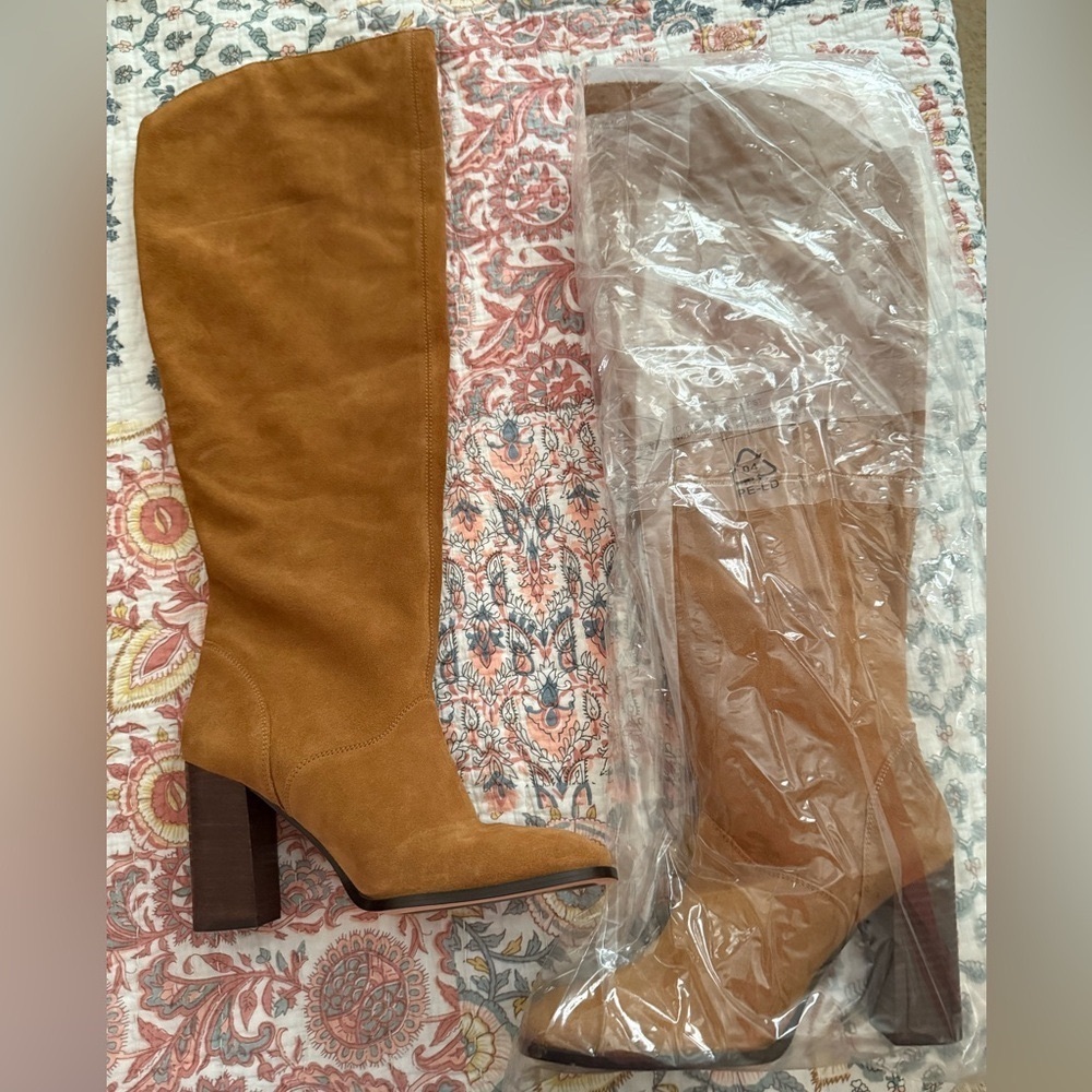 NEW | SPELL Cha Cha Slouch Leather Suede Boots in Tan 39= US 8 - Picture 13 of 13